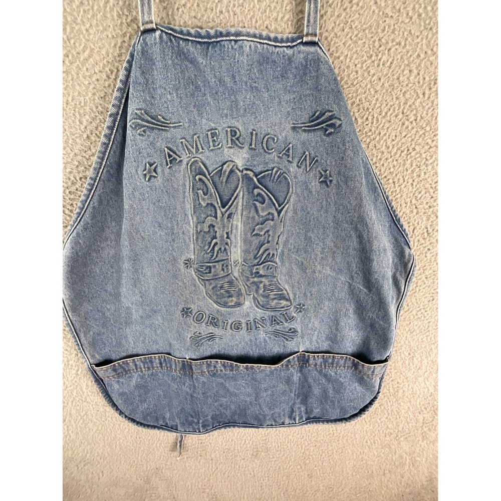 Tyca Vintage Denim Apron Embossed American Original Cowboy Boots Blue Cotton USA